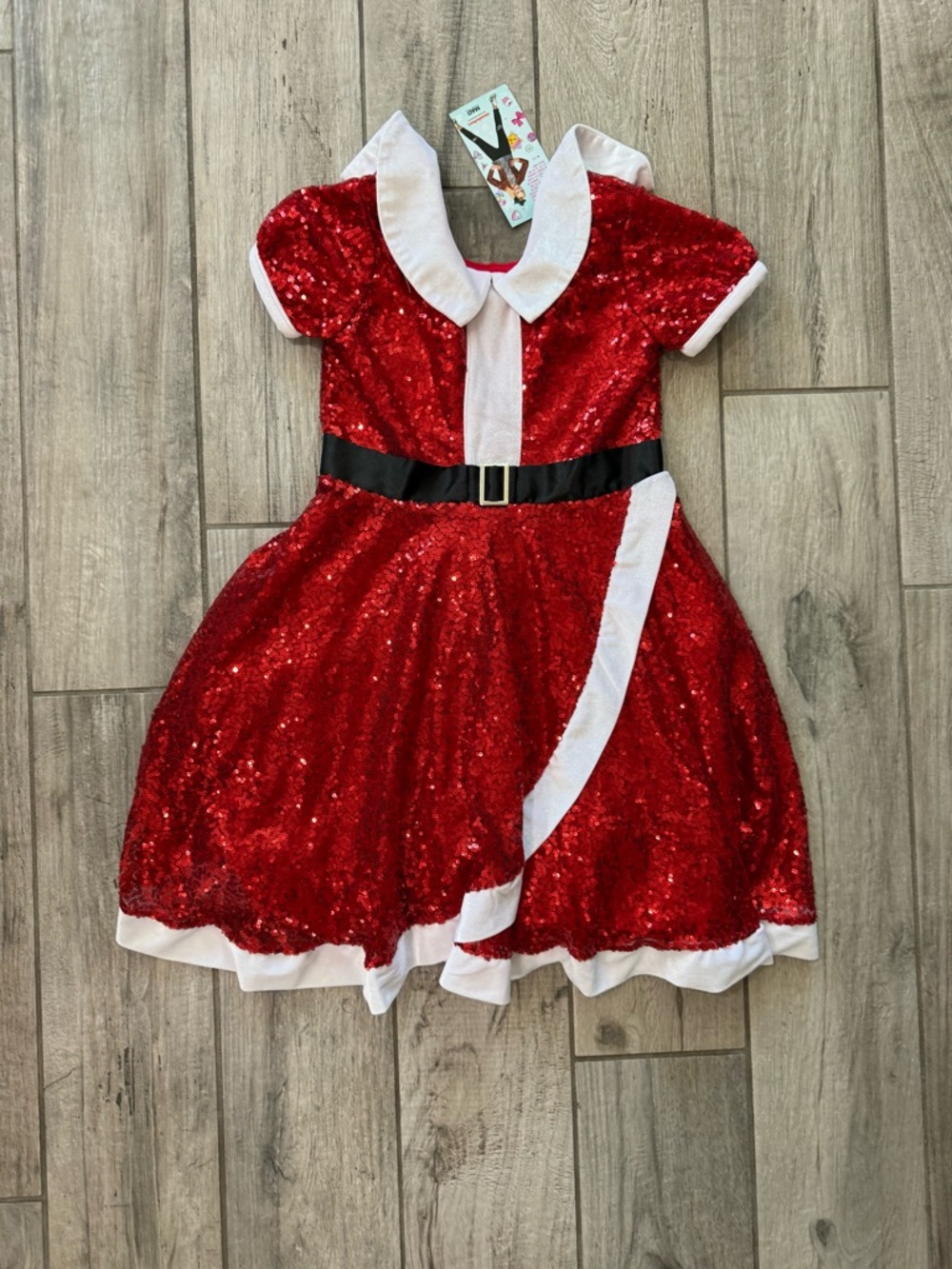 Girls Red Sequin Holiday Santa  Dress